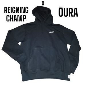 REIGNING CHAMP x ŌURA Logo Blk Pullover High Quality Fabric Hoodie Sweatshirt M